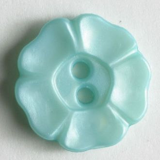13mm 2-Hole Flower Button - blue-green