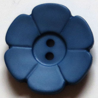 28mm 2-Hole Flower Button - dull blue
