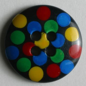 18mm 4-Hole Round Button - black multi