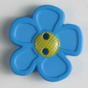 28mm 2-Hole Flower Button - blue