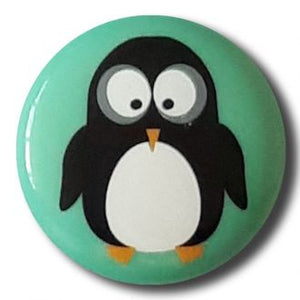 18mm Shank Penguin Button - blue-green