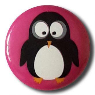 18mm Shank Penguin Button - pink