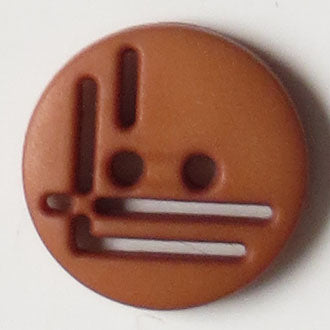 14mm 2-Hole Round Button - medium brown
