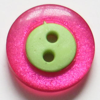 15mm 2-Hole Round Button - red/green translucent
