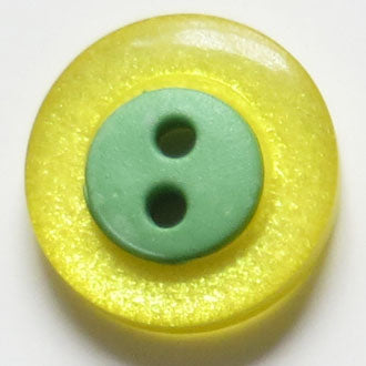 15mm 2-Hole Round Button - yellow/green translucent