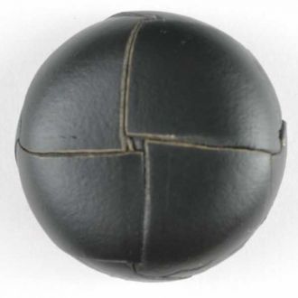 25mm Shank Round Button - black leather
