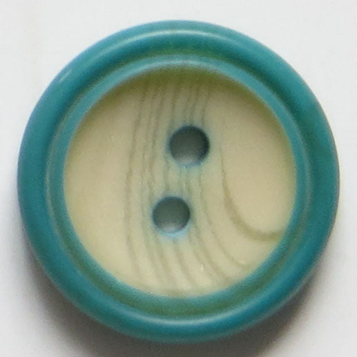 15mm 2-Hole Round Button - blue-green